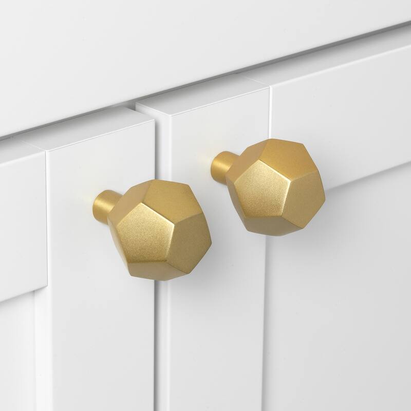 GlideRite 5-Pack 1-1/2 Inch Solid Faceted Cabinet Knob Satin Gold