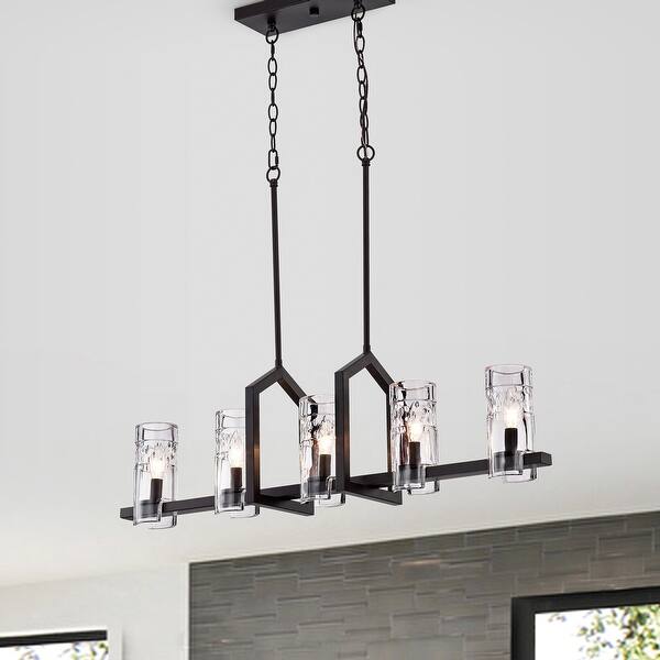 Oil Rubbed Bronze 5-Light Kitchen Island Lighting With Glass ...