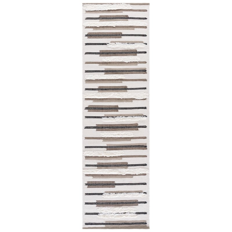 SAFAVIEH Handmade Kenya Herta Striped Wool Rug - 2'3" x 8' Runner - Brown/Ivory
