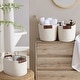 preview thumbnail 4 of 48, 3 Pack Woven Cotton Rope Shelf Storage Basket with Leather Handles, Baby Nursery Storage Bin Organizers, Closet Shelf Storage
