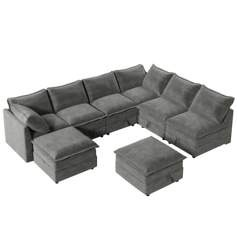 126''W 8-Piece Modular Sofa Bed with Storage,Perfect for Any Living Space