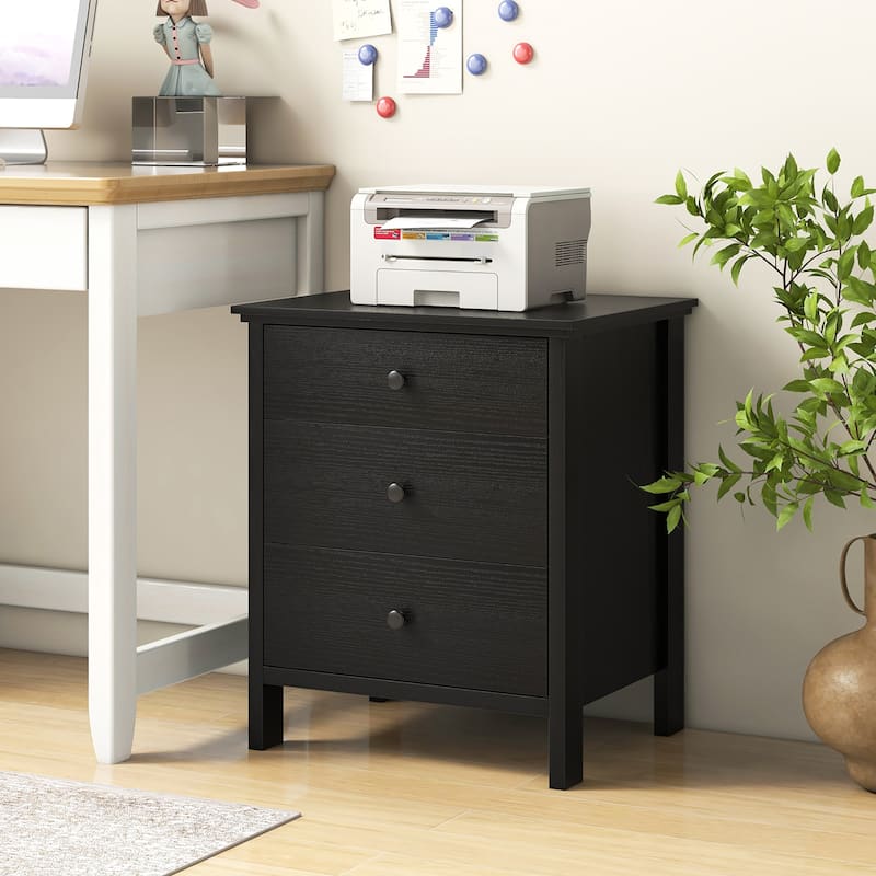 Gymax Nightstand w/ 3 Drawer for Bedroom Compact Storage Chest Modern