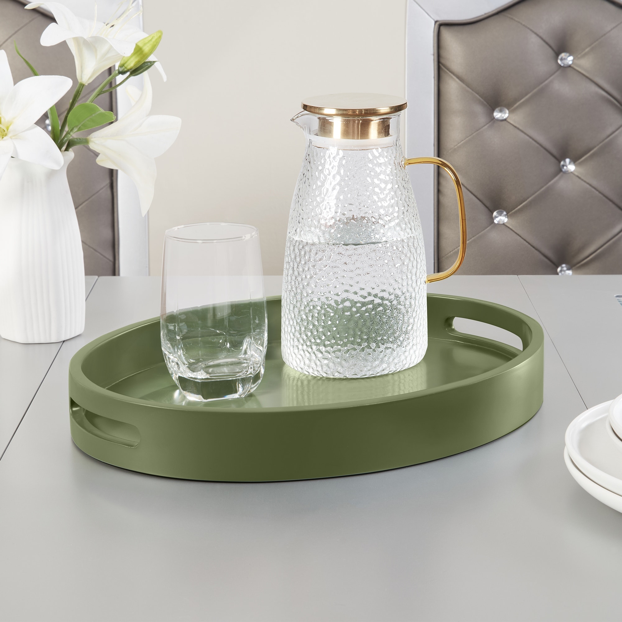 Convenience Concepts Palm Beach Oval Decorative Serving Tray