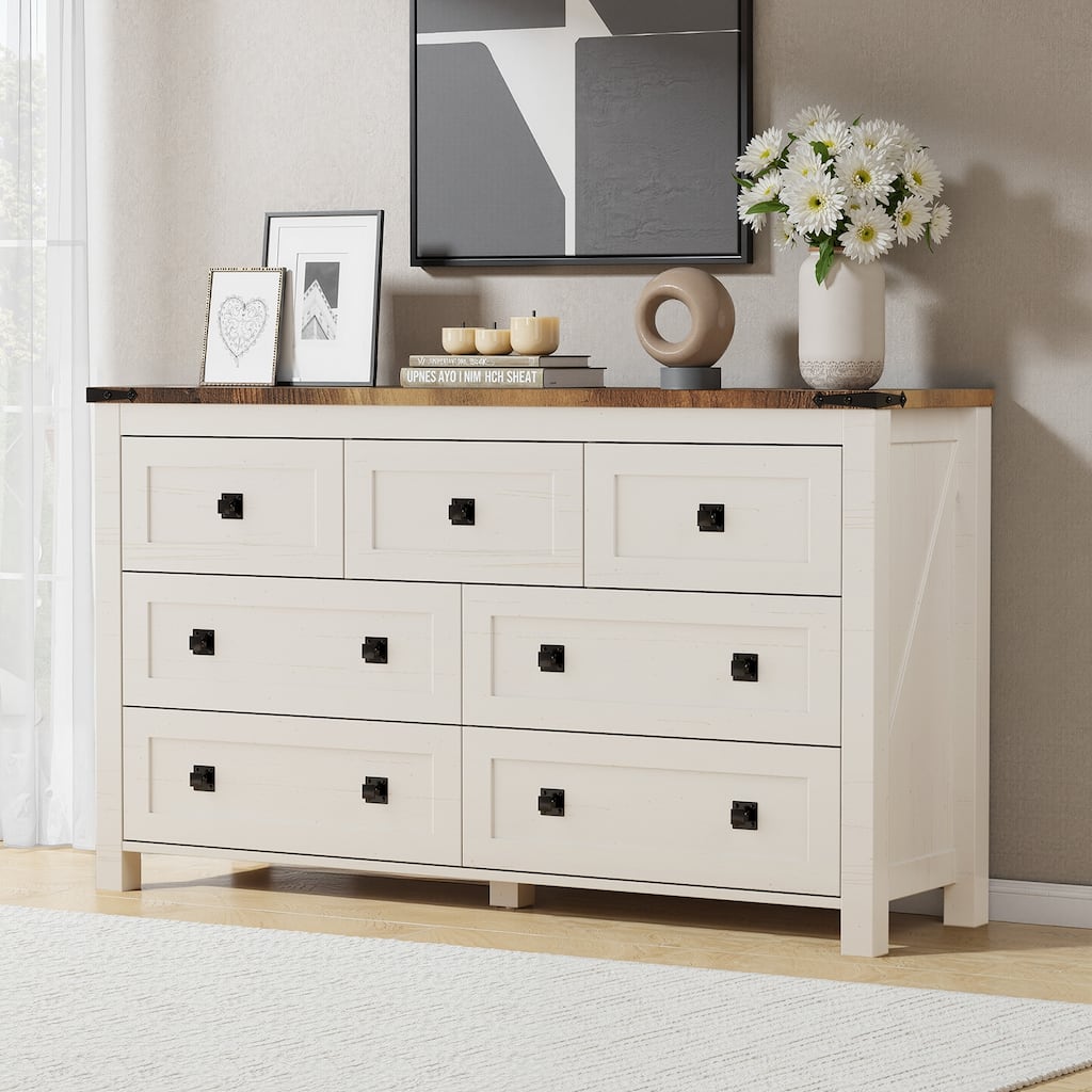 Rustic 7 Drawers Dresser, Wood Chest of Drawers, Dressers Organizer