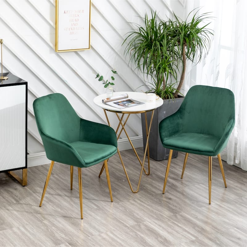 Tasmia Premium Emerald Accent Bucket Upholstered Dining Chairs (Set of 2)