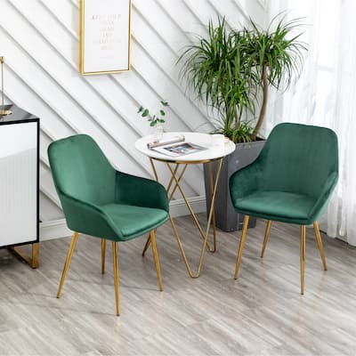 Tasmia Premium Emerald Accent Bucket Upholstered Dining Chairs (Set of 2)