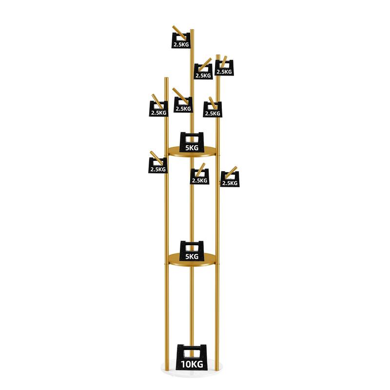 Marble Base Freestanding Clothes Hanging Rack Stand with Storage Shelf