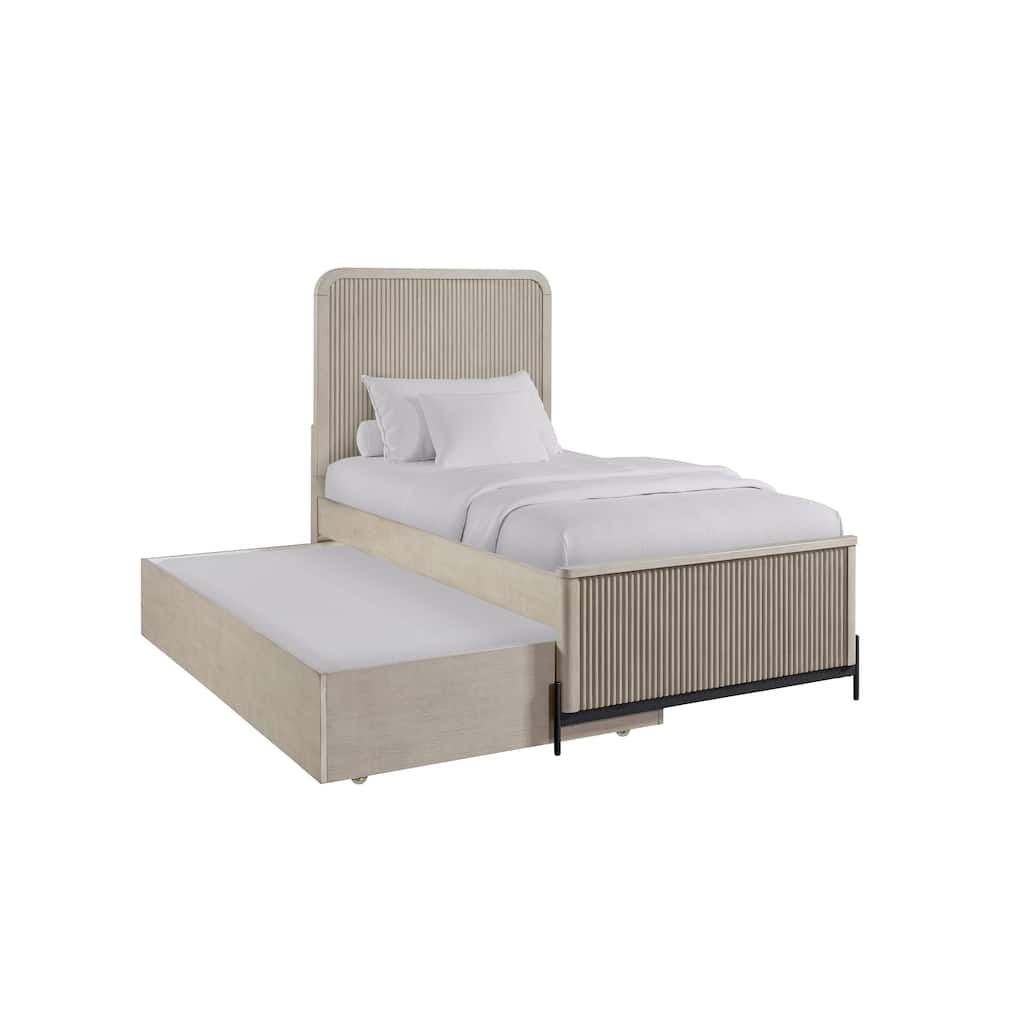 Taupe Twin Trundle Bed with Reeded Fronts and Birch Veneer
