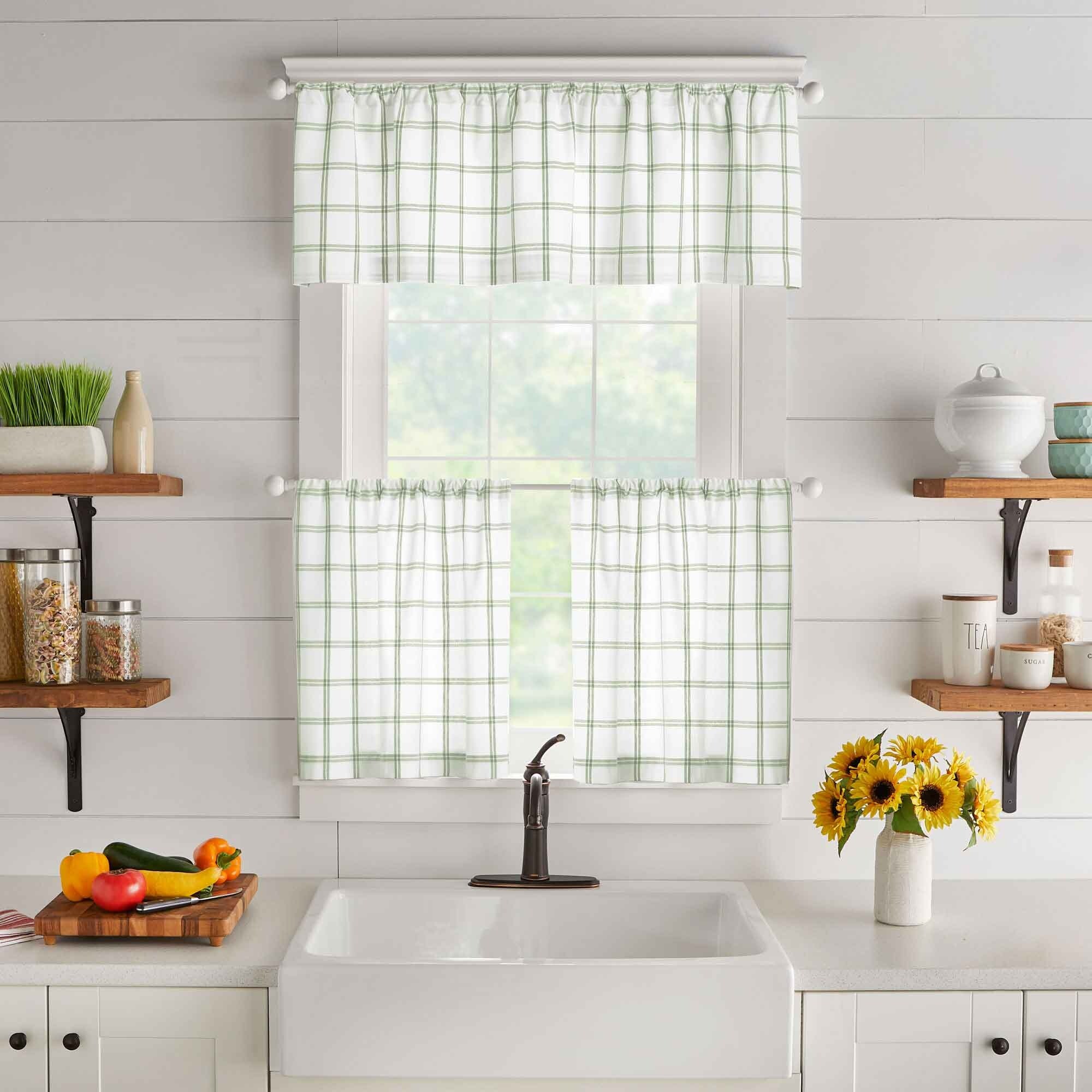 Farmhouse Living Double Windowpane Plaid Kitchen Tier Set