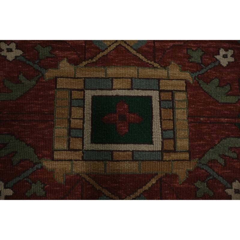Hand Knotted Oriental 100% Wool Carpet Traditional Medallion Green Sumak Area Rug - 9' 9'' X 7' 11''