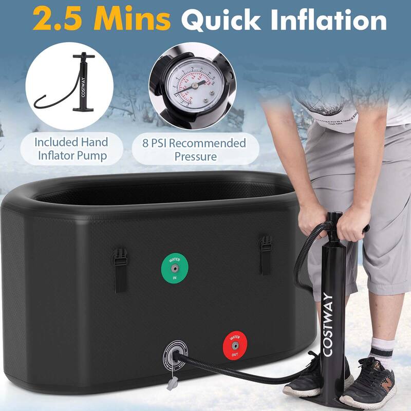 Costway XL 129 Gal Oval Ice Bath Tub for Athletes with Cover Hand Pump - See Details