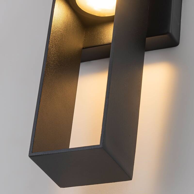 Modern Black Dimmable LED Outdoor Wall Sconce - 15.7 in.