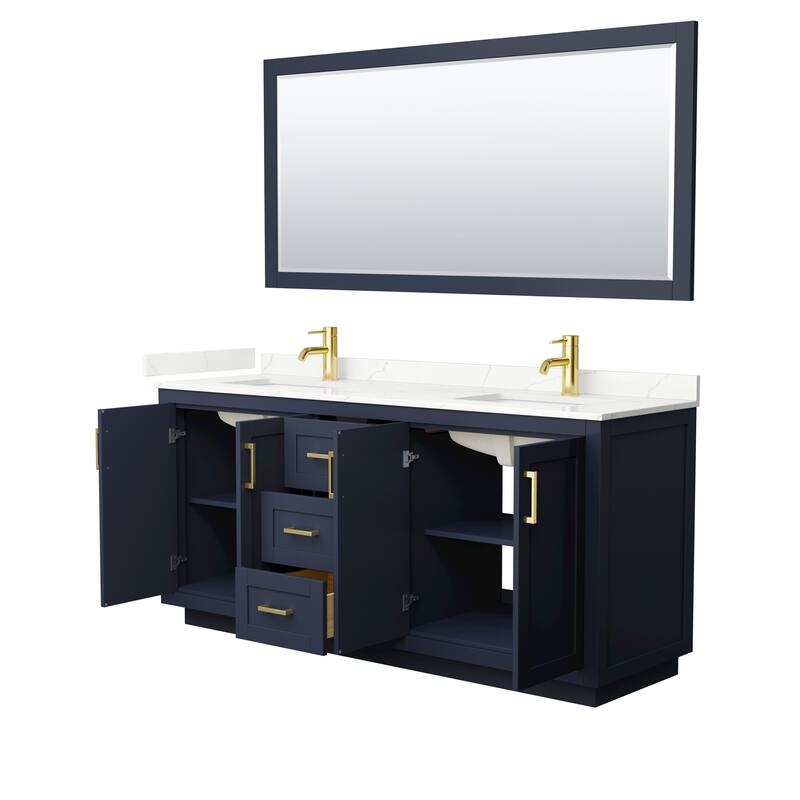 Miranda 72-inch Double Vanity, Quartz Top, 70-inch Mirror