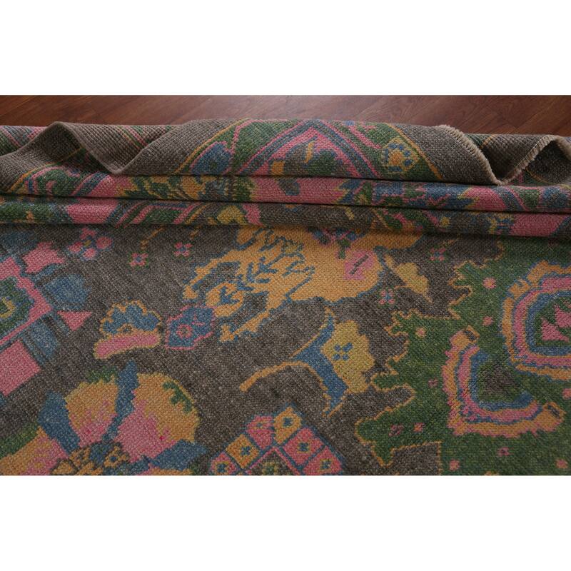 Hand Knotted Oriental 100% Wool Carpet Transitional All-Over Greys & Charcoal Oushak Area Rug - 13' 10'' X 10' 3''