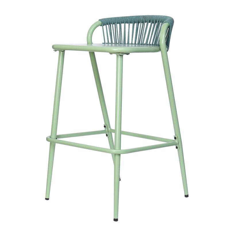 Christopher Knight Home - Samantha Durable Outdoor Barstools with Rope-Woven Backrest, Set of 2