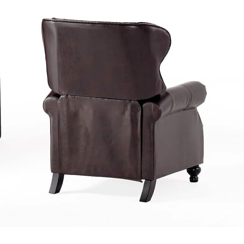 Kir Manual Recliner Chair, Rich Tufted Back Dark Brown Faux Leather