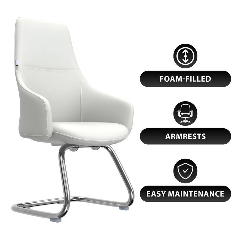 Celeste Modern Leather Office Chair with Iron Frame, Fixed Armrests, Foam Padding, Easy-Clean Upholstery & Quick Assembly