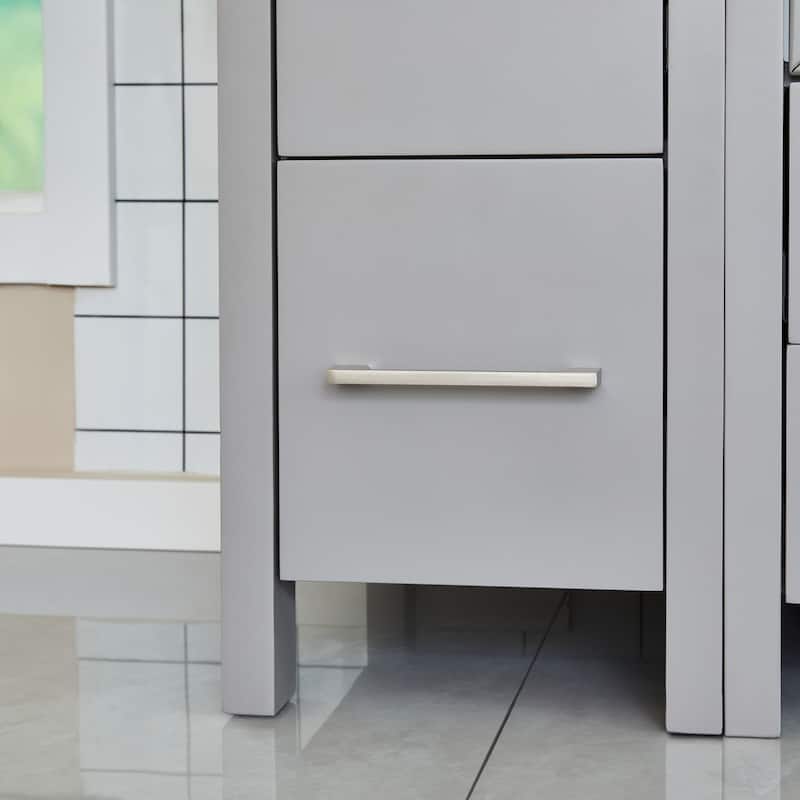 Vanity Art 96" Double Sink Bathroom Vanity Set 10 Dove-Tailed Drawers, 3 Cabinets, 2 Shelves Soft-Closing Doors with Free Mirror