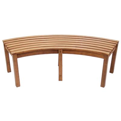 Achla Designs 4.9 FT Natural Oil Finish Wooden Indoor/Outdoor Curved Backless Bench, Home Patio Garden Deck Seating