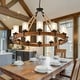 preview thumbnail 7 of 24, Rustic 6 Light Wagon Wheel Chandelier with Seeded Glass Shade 41.14x41.14x25.91in