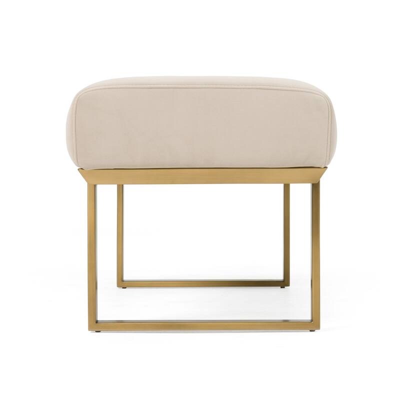 Modrest Robles Modern Beige Fabric & Antique Brass Dining Bench
