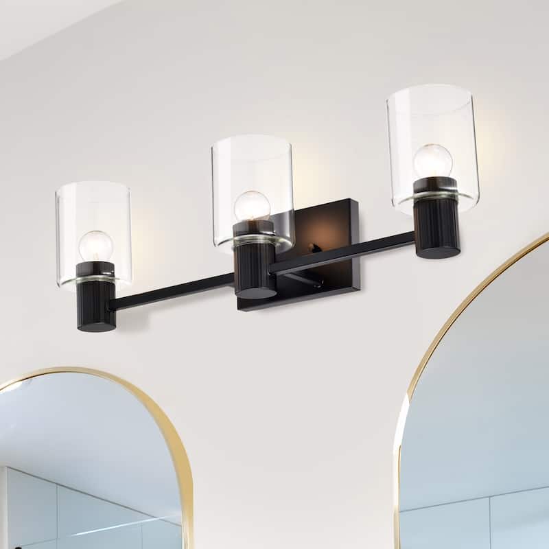 Clarksville 3 Light Vanity Matte Black with Clear Glass