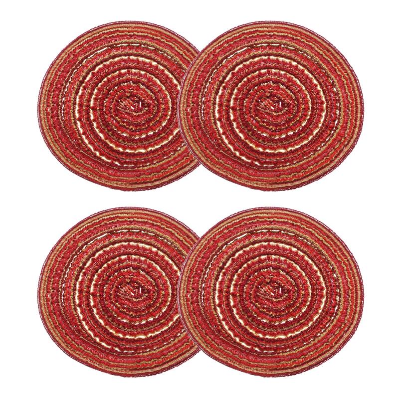 4pcs Round Braided Placemats Non-Slip Washable Round Table Mats