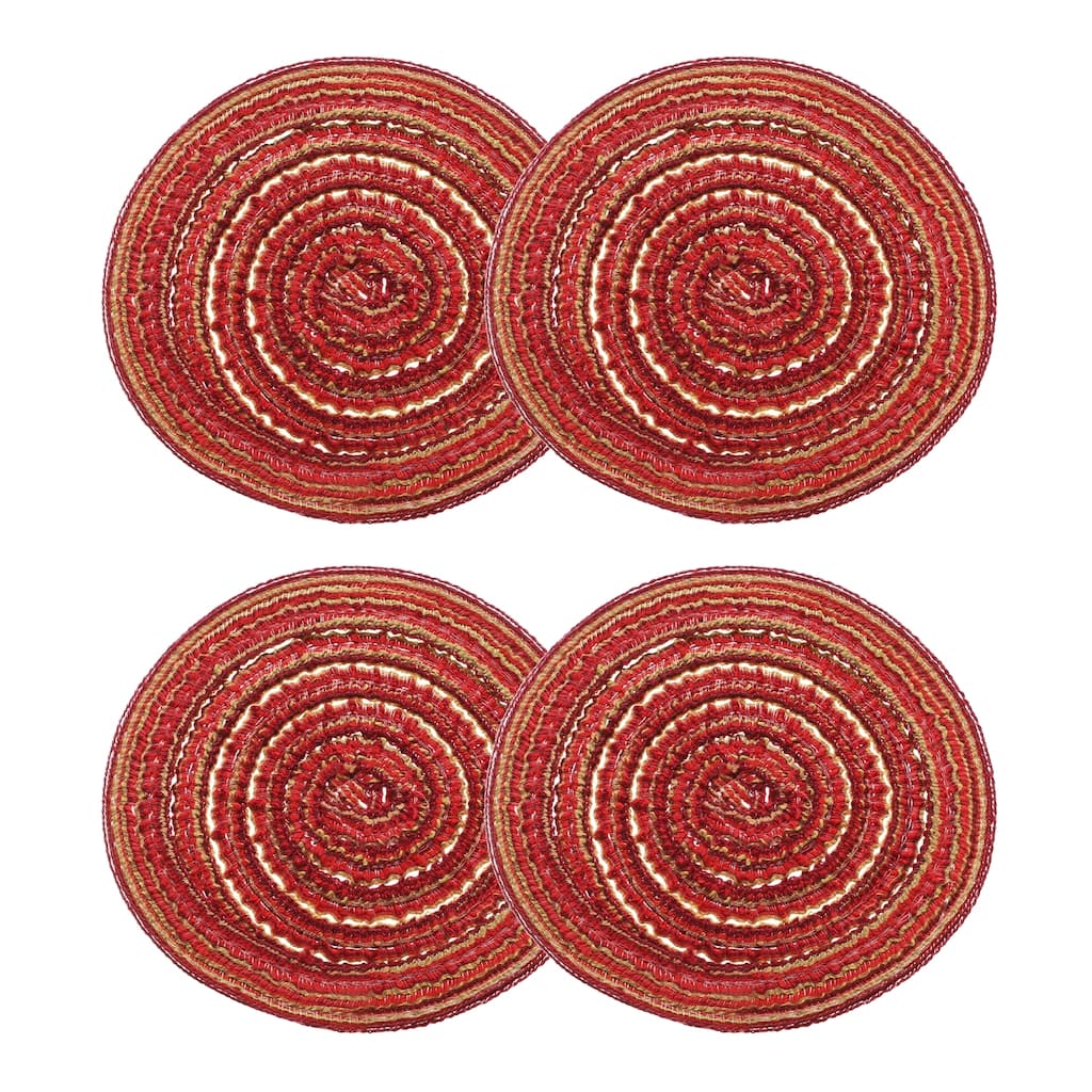 4pcs Round Braided Placemats Non-Slip Washable Round Table Mats