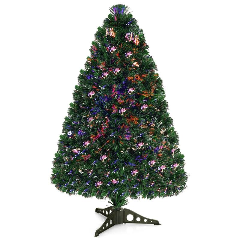 3Feet Artificial Pre-Lit Fiber Optic PVC Christmas Tree - Green - 3 Foot