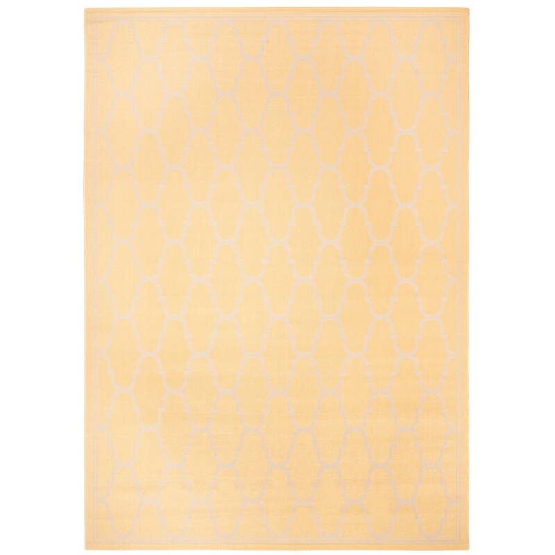 SAFAVIEH Courtyard Lita Waterproof Trellis Backyard Patio Rug - 8' x 11'2" - Yellow/Beige