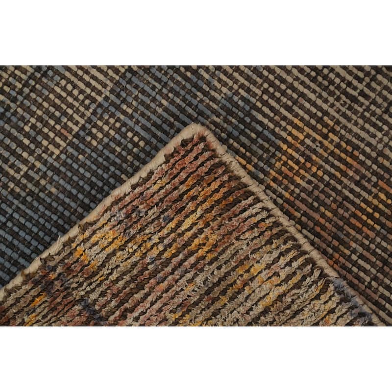 Hand Knotted Oriental Viscose Silk Carpet Modern Abstract Multi-Colored Abstract Area Rug - 8' 7'' X 6' 10''