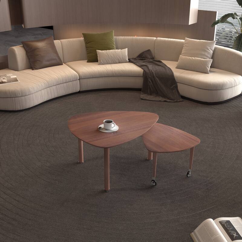 Rotating Coffee Table with Storage, 360° Swivel Modern Cocktail Table, Solid Wood Legs & Easy Assembly
