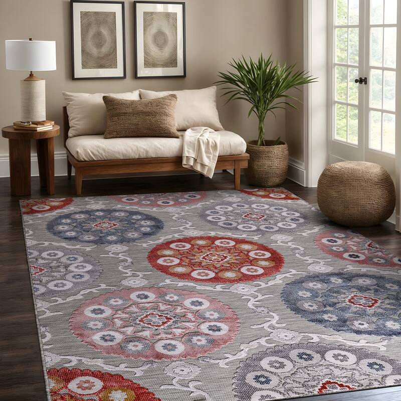 Beverly Rug Equator Medallion Bohemian Indoor Outdoor Area Rug