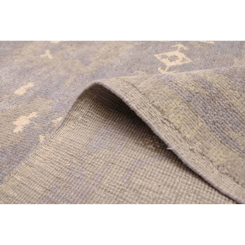 ECARPETGALLERY Hand-knotted Modern Oushak Grey, Light Denim Blue Wool Rug - 8'0 x 10'1