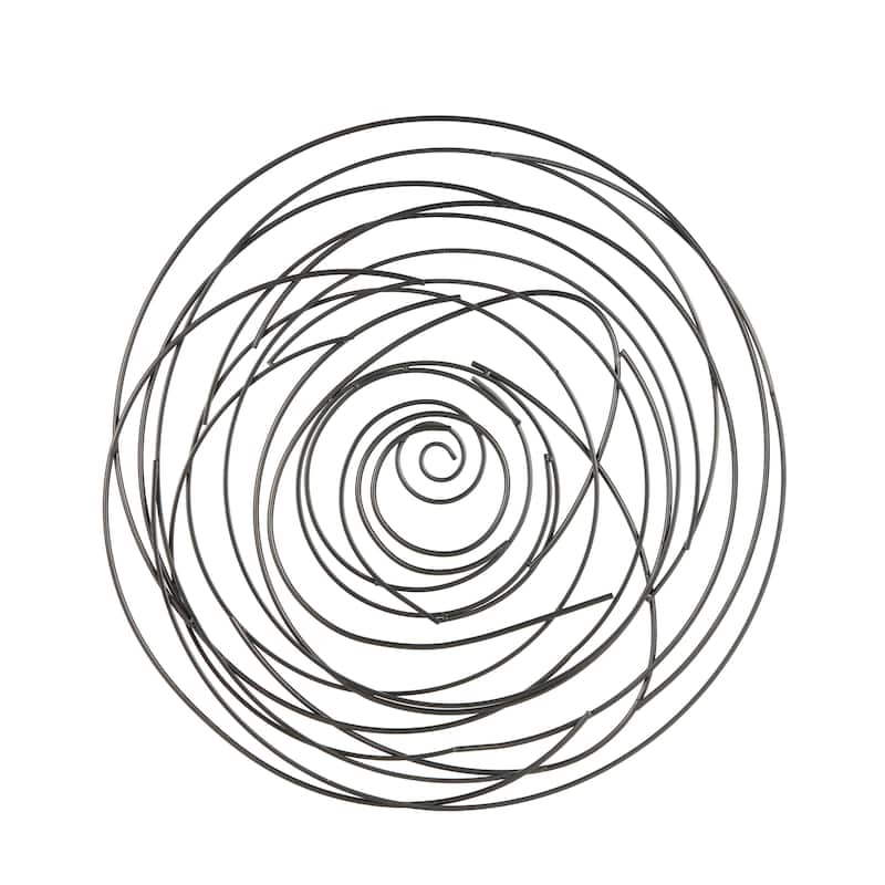 Metal Abstract Round Overlapping Lines Home Wall Decor - Black - Roche River Decor