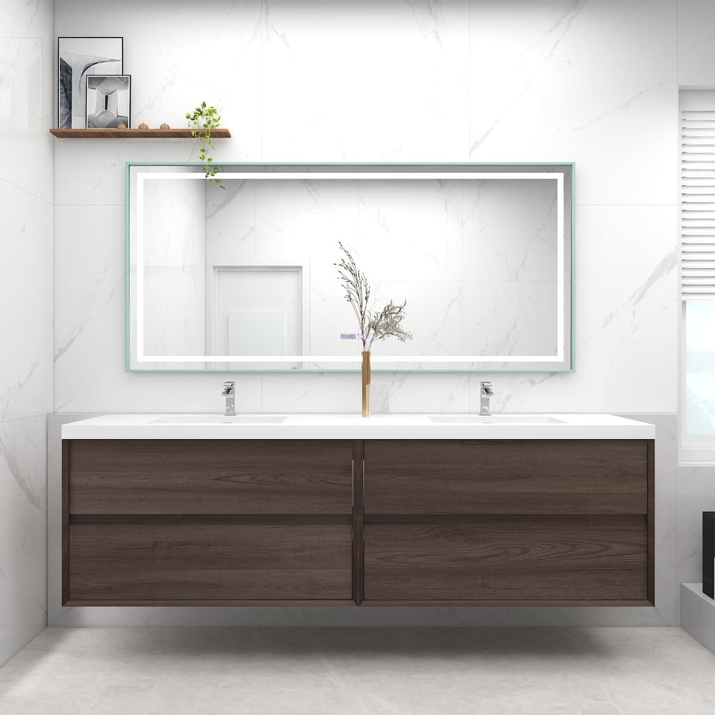 Selina 84" Wall Mounted Vanity with Double Sink - 84