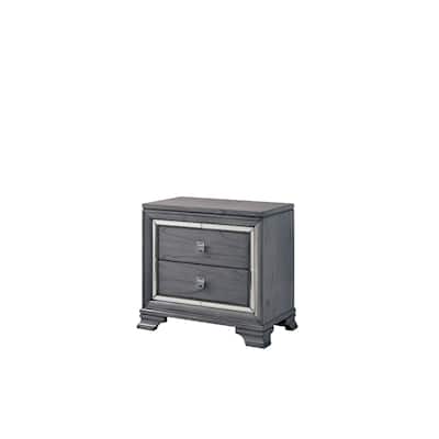 Light Gray 2 Drawer 17.5 in. W Nightstand with Trimmed Edge Design