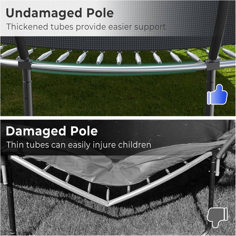 10FT/12FT Upgrade Outdoor Trampoline for Kids and Adults, Pumpkin Trampolines with Curved Poles
