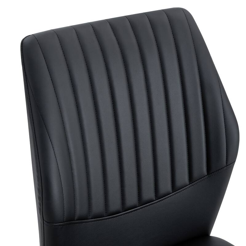 Roomfitters PU Dining Chairs with Silver Metal Legs, Vertical Stripe Back, High Resilience Upholstered Set of 6