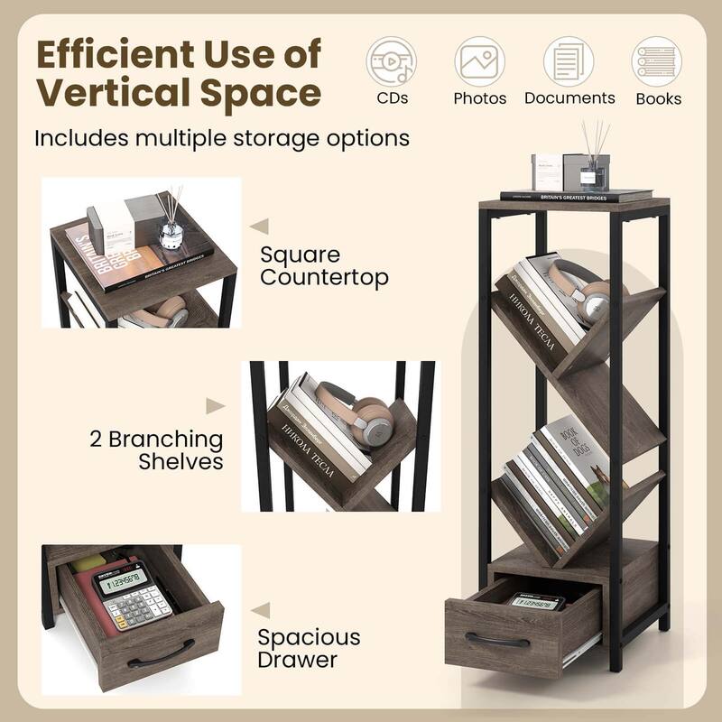 Costway 1/2 PCS 4 Tier Floor Standing Storage Organizer with Drawer