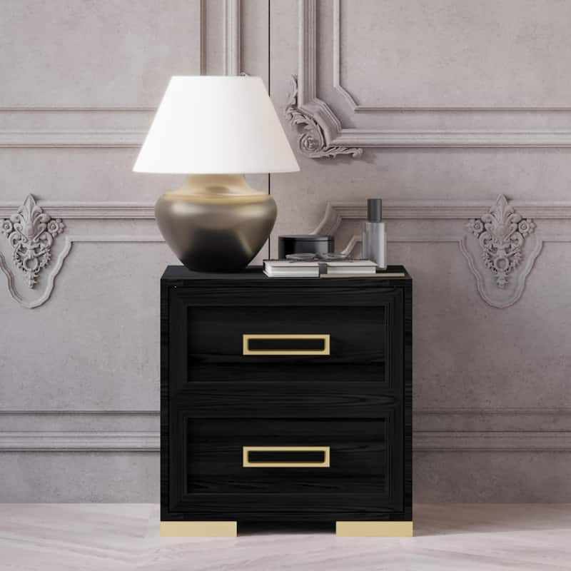 Deena 2 Drawer Nightstand - Black - 2-drawer