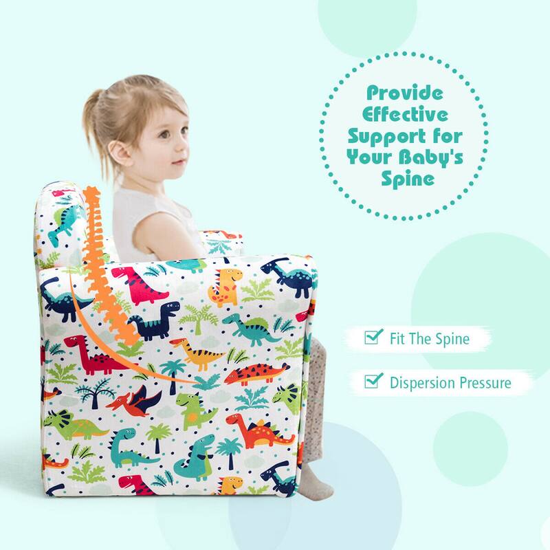 Gymax Double Kids Dinosaur Sofa Children Armrest Couch Upholstered - See Details
