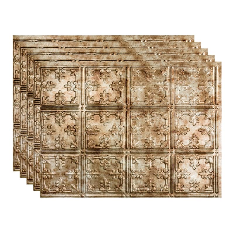 FASÄDE Traditional Style 10 Decorative Vinyl Backsplash Panel - 5 Pack - Bermuda Bronze