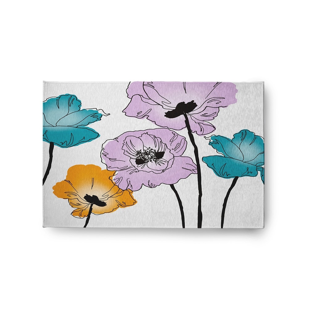 Popping Poppies Spring Chenille Indoor/Outdoor Rug