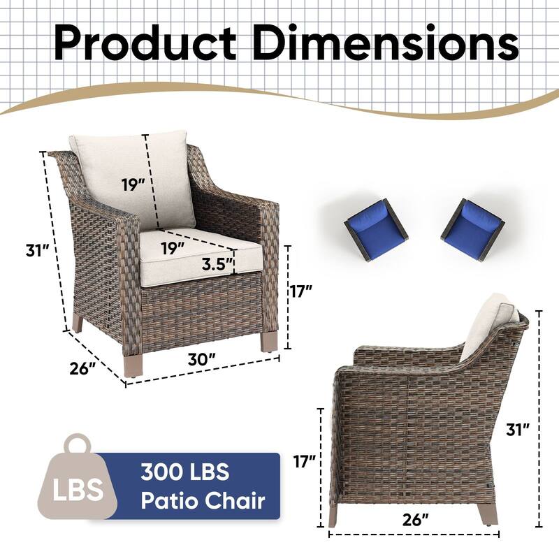 Pocassy All-Weather Rattan Patio Funiture Set