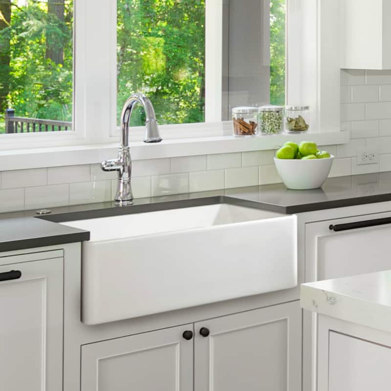 White Fireclay Farmhouse Single Bowl 36-inch Kitchen Sink with Apron