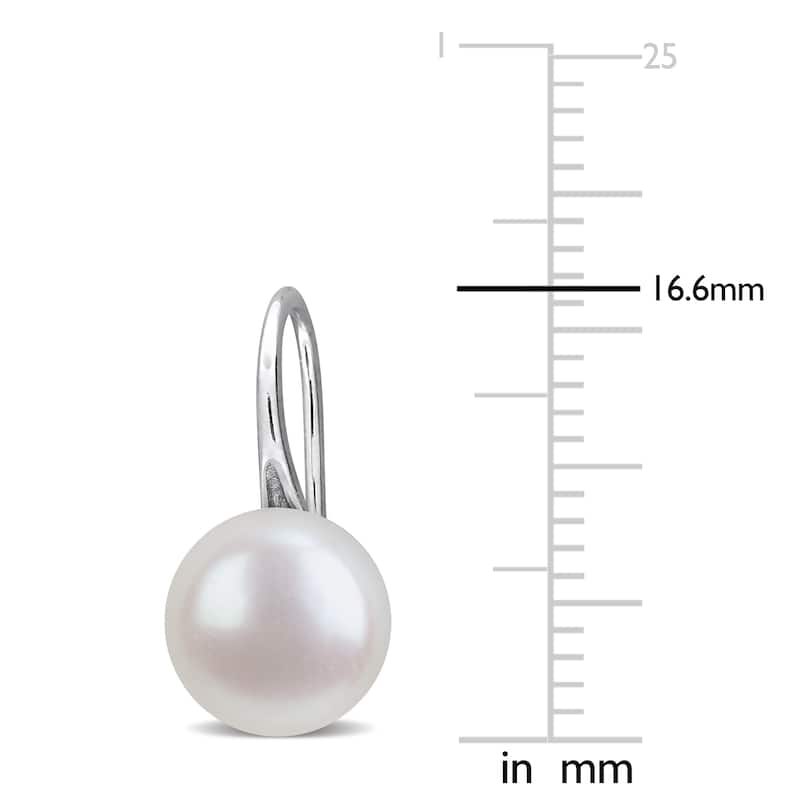 Miadora 8-9mm Cultured Freshwater Pearl Wave Shepherd Hook Earrings Sterling Silver