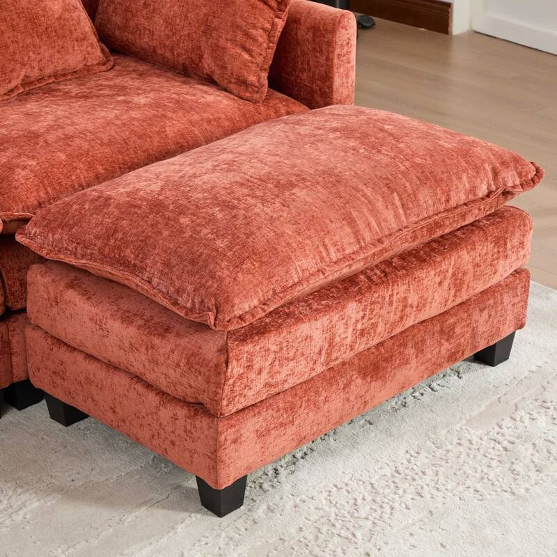 Roomfitters Large Upholstered Ottoman Footrest, Rectangular Padded Coffee Table Stool for Living Room and Bedroom