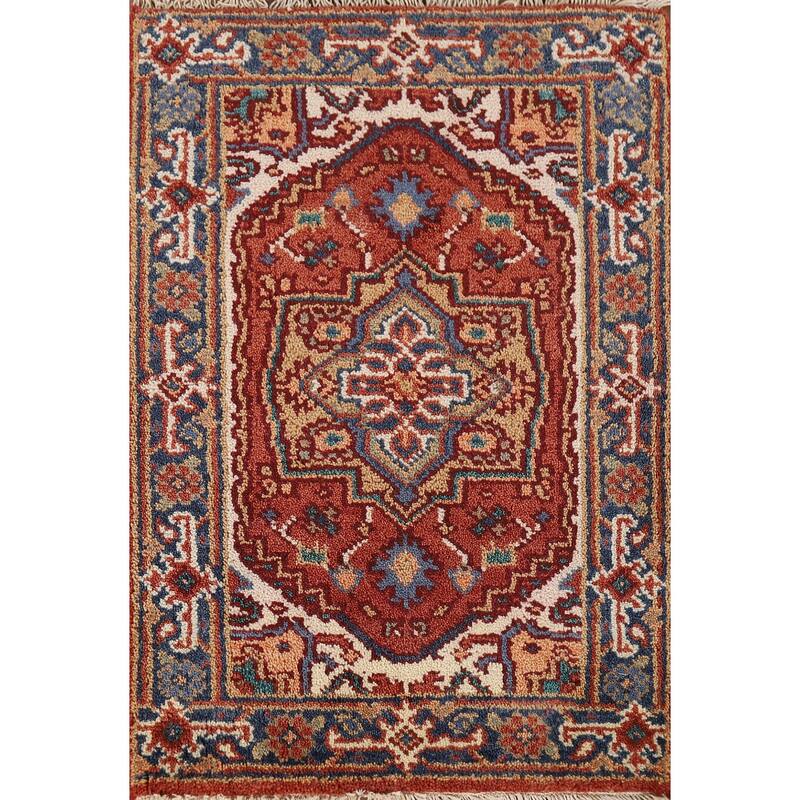 Orange Heriz Serapi Oriental Foyer Rug Handmade Wool Carpet - 2'0" x 3'0"