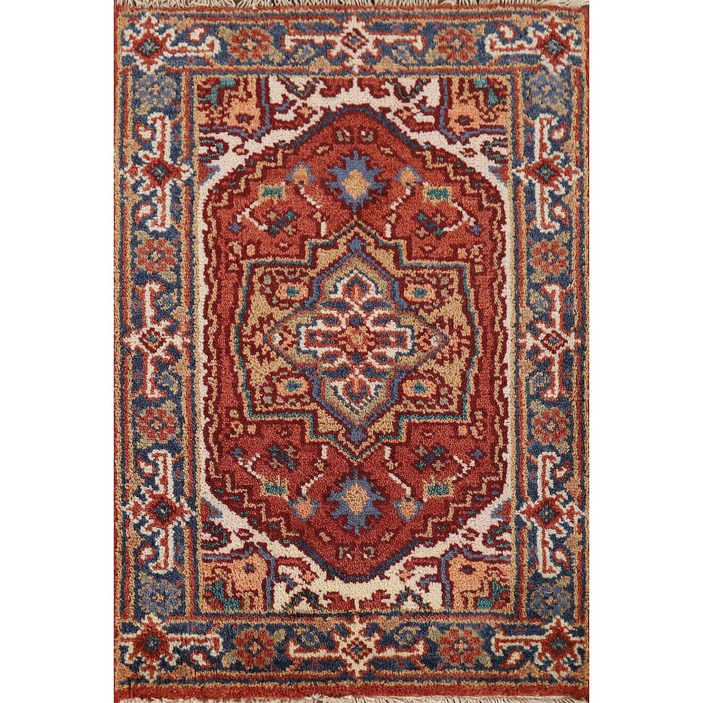 Orange Heriz Serapi Oriental Foyer Rug Handmade Wool Carpet - 2'0" x 3'0"